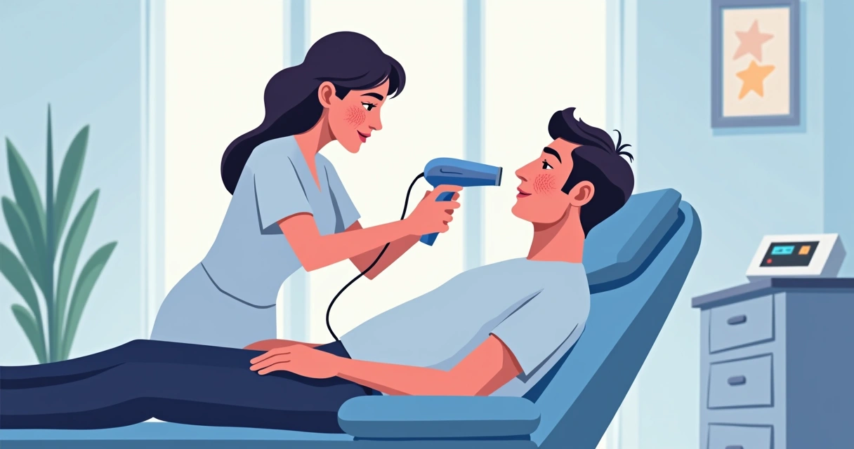 Tratamento de rosácea com luz pulsada em homem 