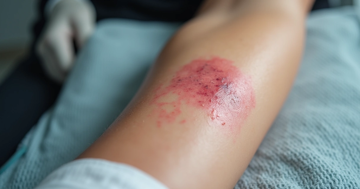 Braço com leve vermelhidão após aplicação de laser para remoção de tatuagem 