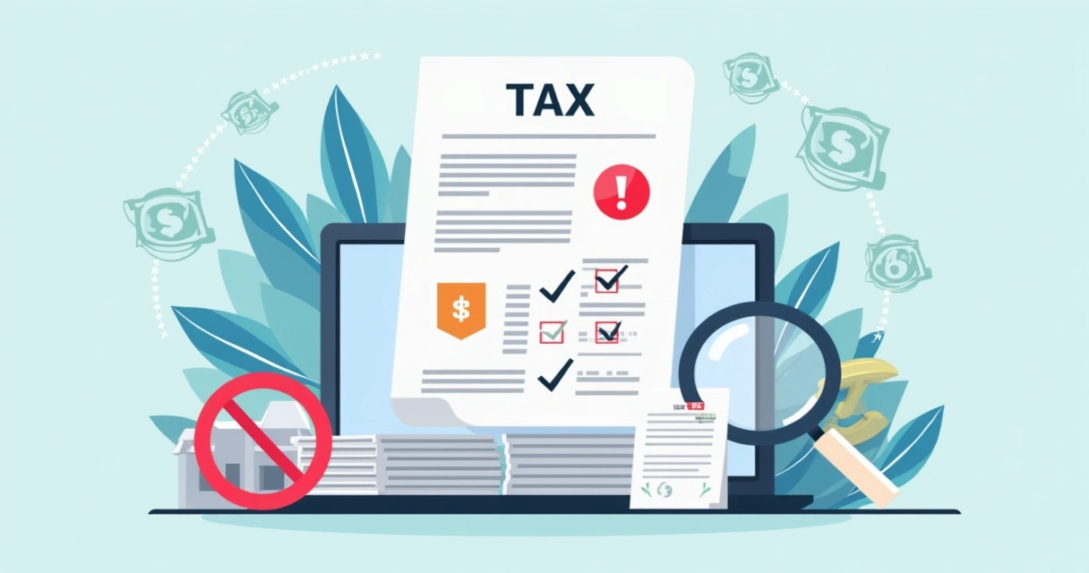 Representação gráfica de pendências fiscais com documentos e selo de proibido 