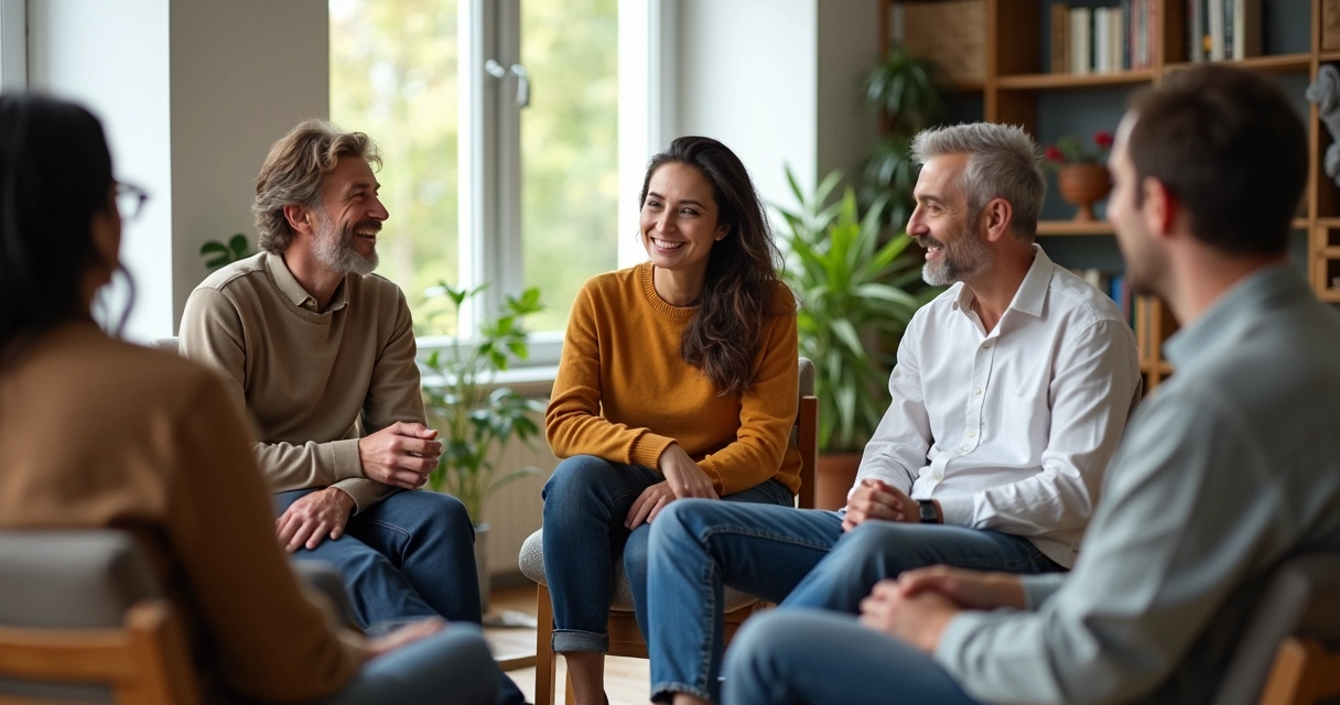 People sitting in a circle reflecting together 
