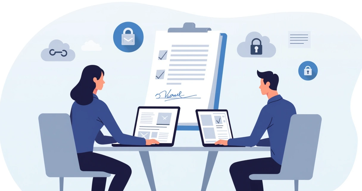 People using a laptop to sign a digital contract 