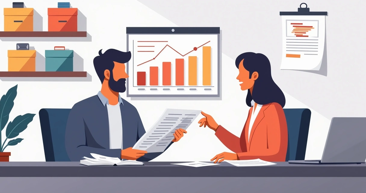 Dono de pequena empresa analisa crédito com consultor 