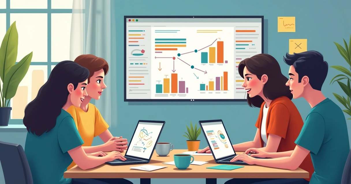 Equipe pequena em escritório utilizando software de automação empresarial 