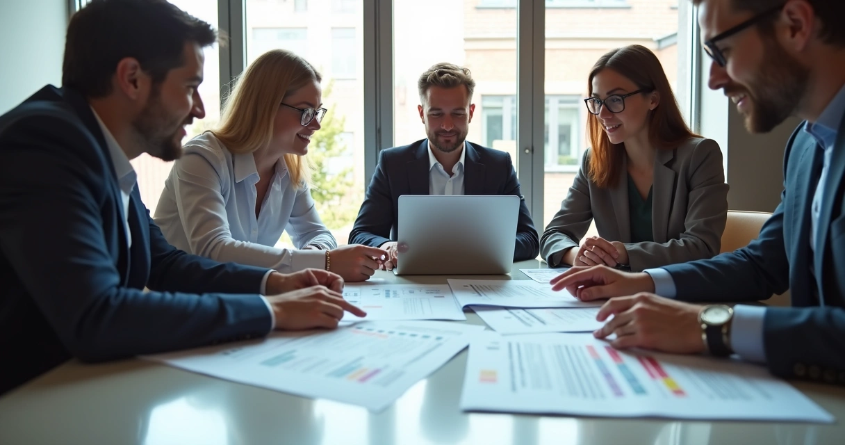 Equipe de microempresa analisando oportunidades de licitação