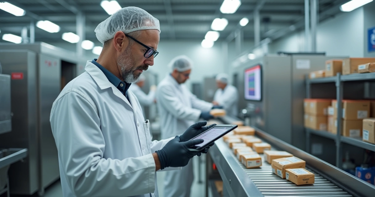 Pequena indústria de alimentos seguindo boas práticas de fabricação 