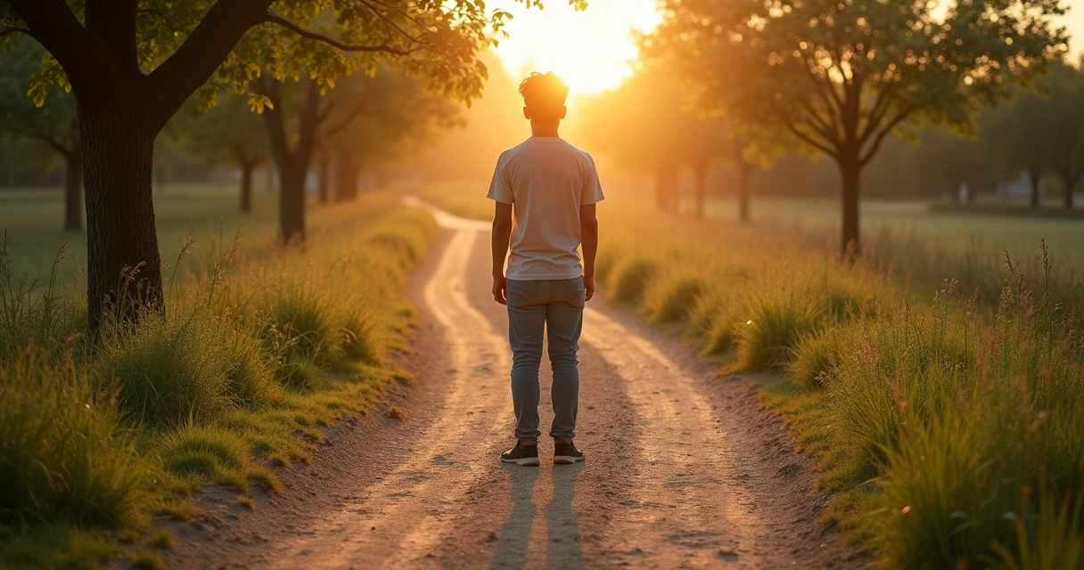 Pessoa em encruzilhada escolhendo entre vários pequenos caminhos 