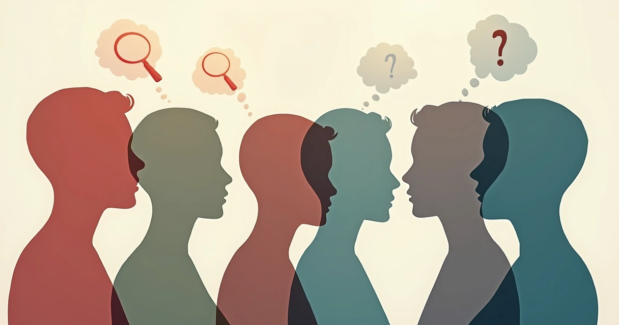 Abstract representation of perception bias with overlapping silhouettes