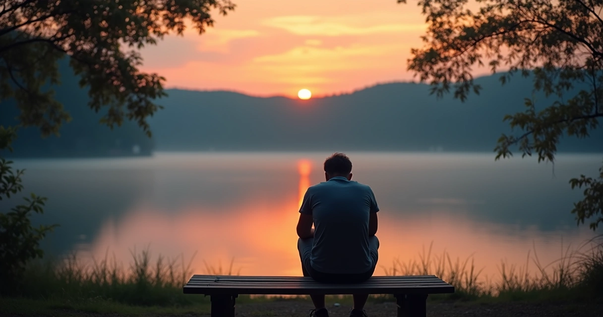 Pessoa sentada sozinha, olhando para o horizonte, em momento de reflexão 