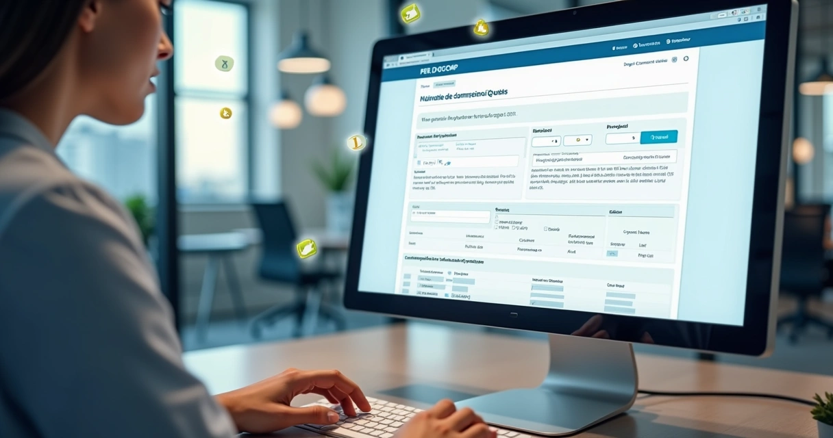 Tela ilustrativa com formulário PER/DCOMP Web para compensação tributária 