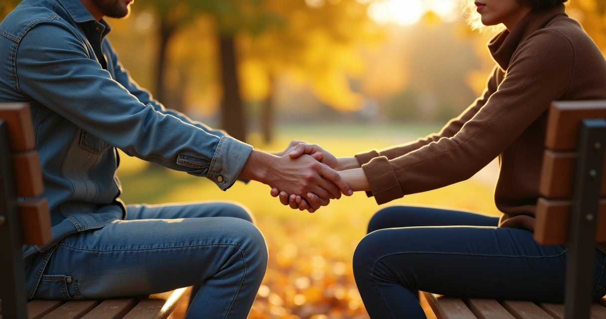 Manos entrelazadas mostrando reconciliación entre dos personas 