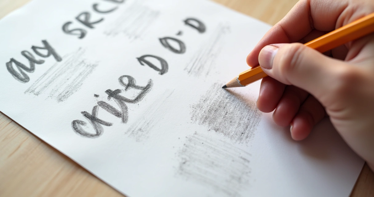 Paper with eraser marks showing repeated corrections