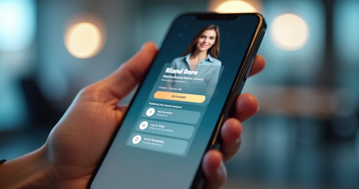 Tela de smartphone exibindo perfil verificado e protegido de acompanhante na plataforma digital 