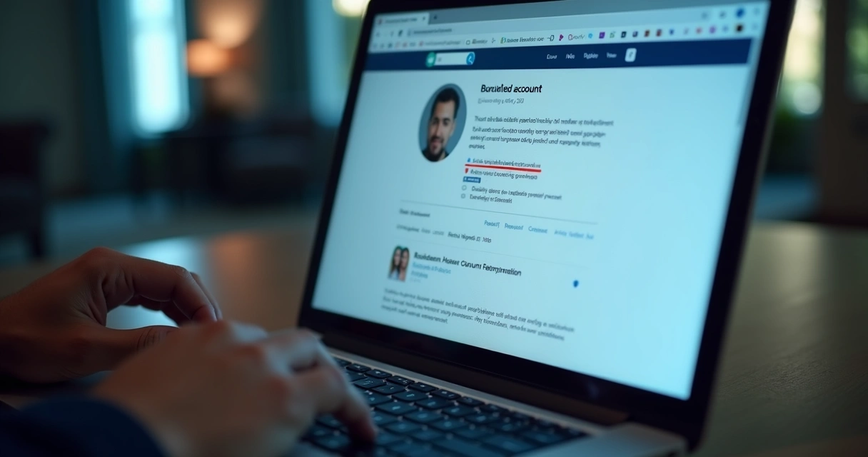 Perfil do LinkedIn bloqueado na tela de notebook 