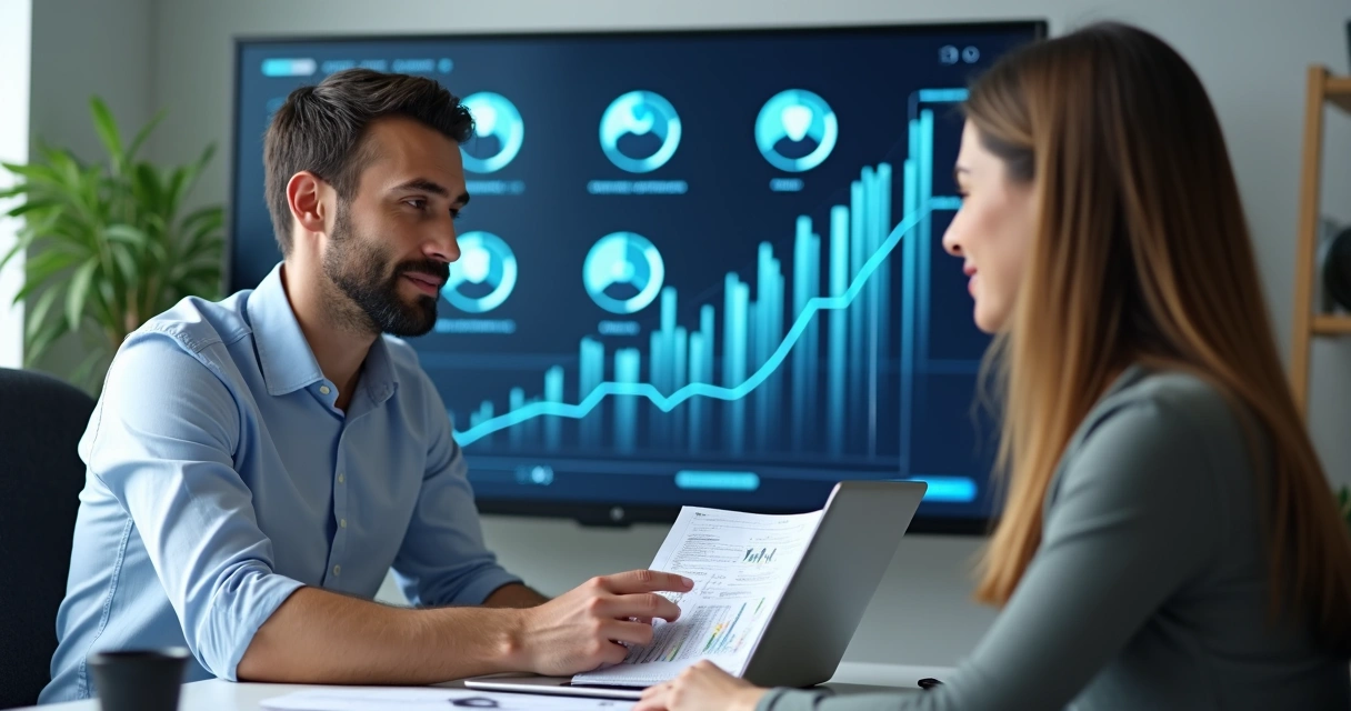 Representação visual de um cliente ideal sendo analisado por um contador 