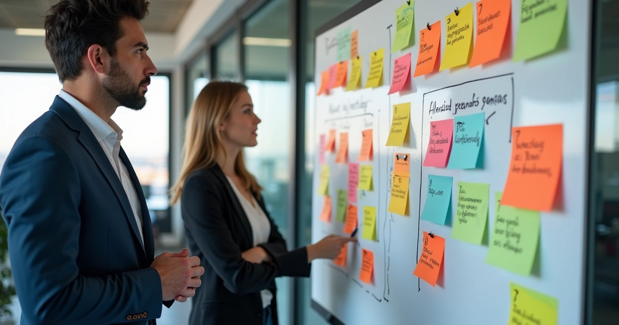 Quadro branco com critérios de seleção de cliente ideal 