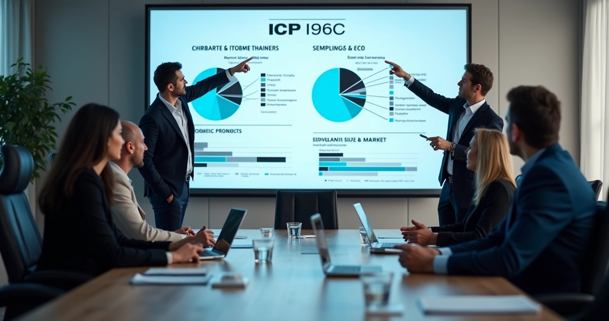 Profissionais discutindo o perfil do cliente ideal em reunião 