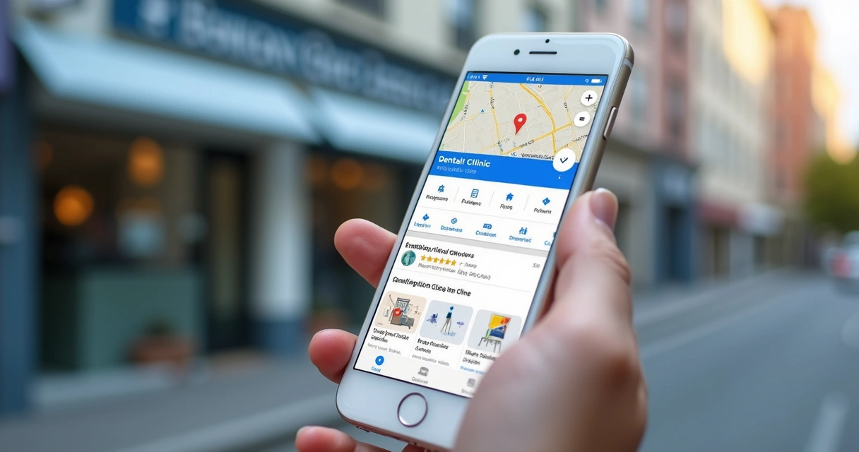Perfil de clínica odontológica no Google Maps com boas avaliações