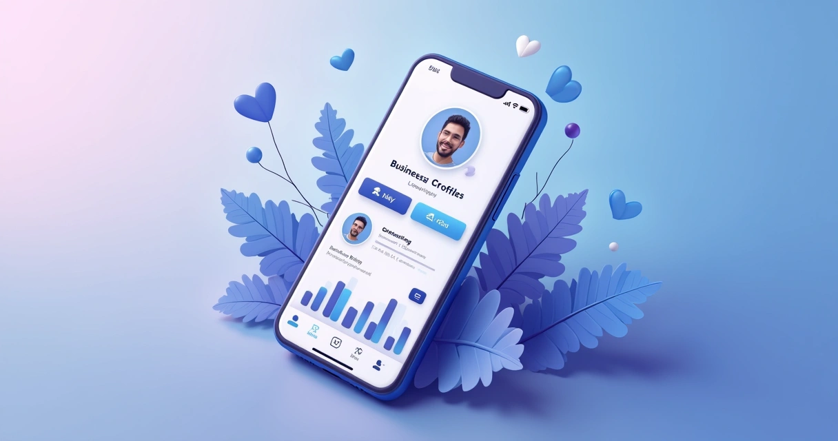 Perfil comercial de rede social exibindo gráficos e ferramentas