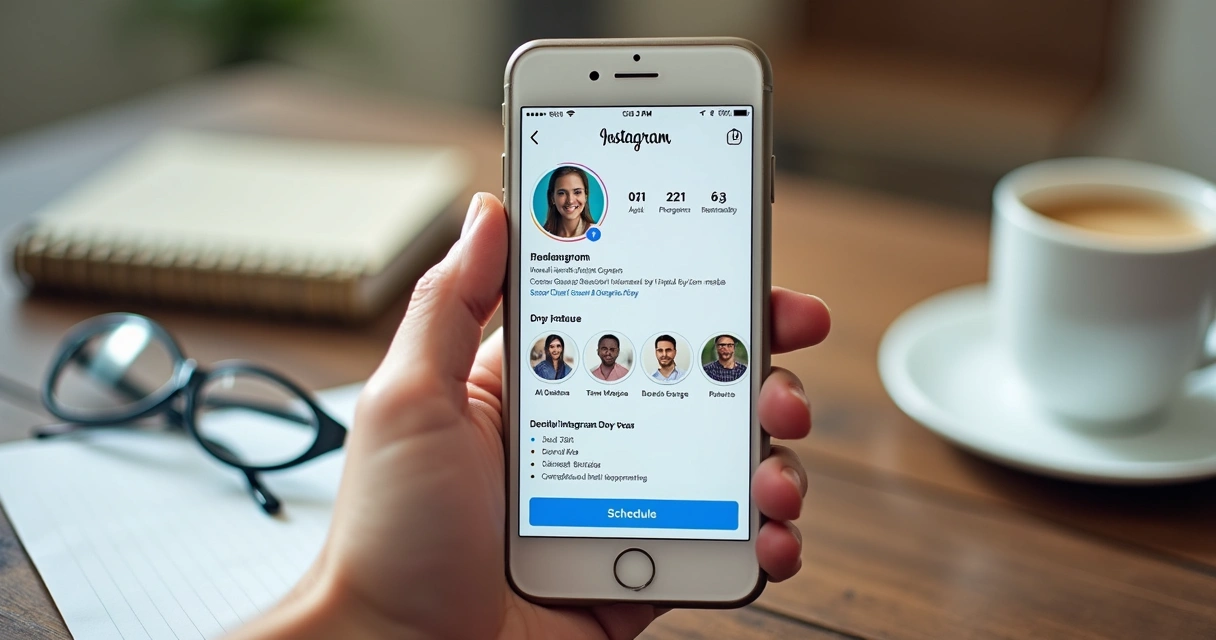 Perfil de Instagram de dentista exibido em smartphone, com botão de agendar destaque
