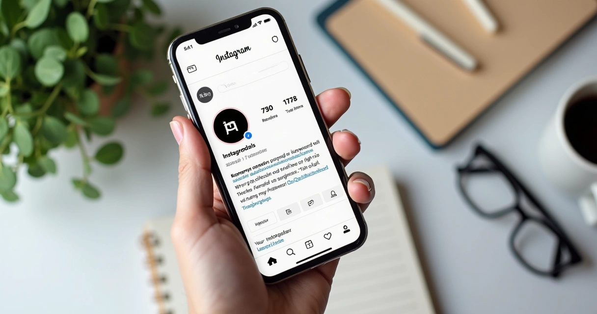 Perfil de empresa no Instagram com bio profissional e destacada 