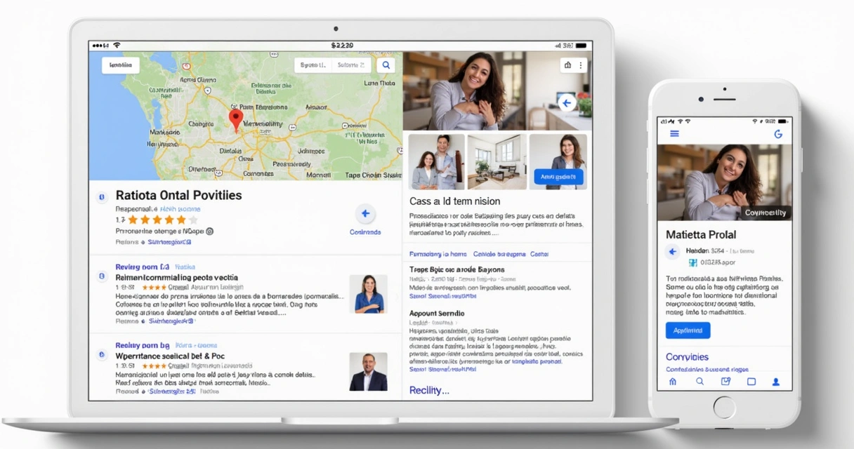Perfil no Google Meu Negócio de clínica odontológica, com avaliações e fotos de equipe e ambiente