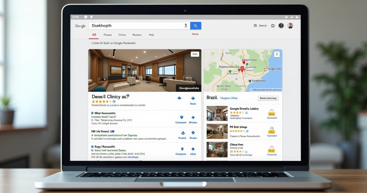 Perfil de clínica odontológica no Google Maps com avaliações visíveis 