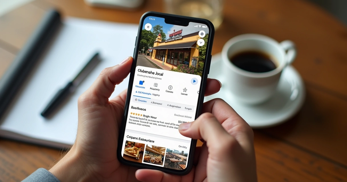Perfil de empresa no Google com localização e avaliações 