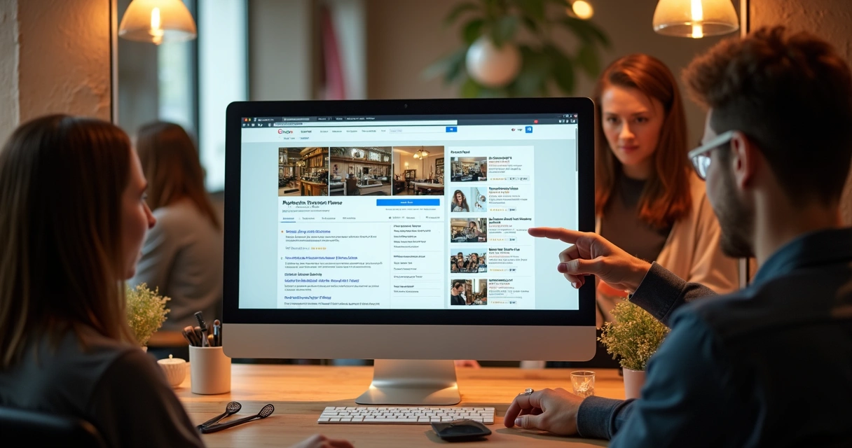 Perfil do Google Meu Negócio exibindo salão de beleza com fotos e avaliações 