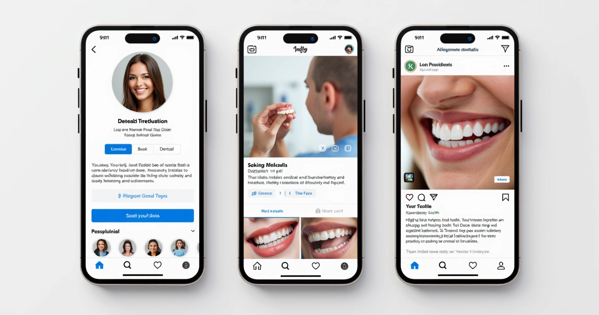 Perfil de Instagram de clínica odontológica otimizado com destaques, foto e botões de ação 