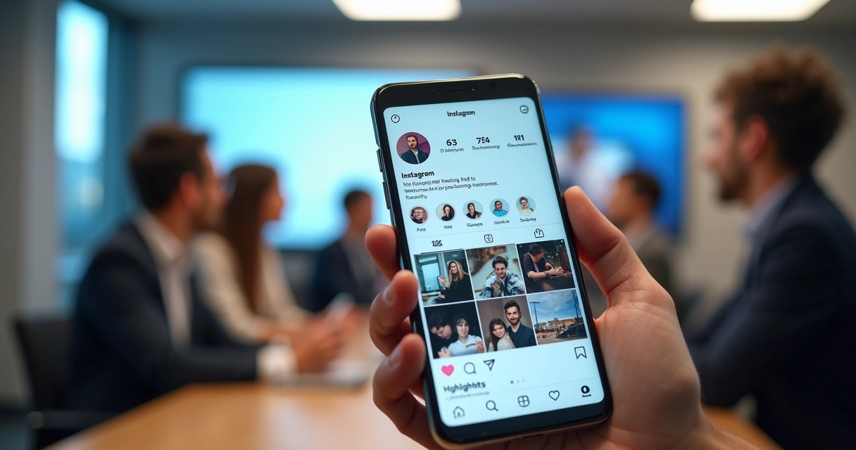 Imagem de um perfil do Instagram exibindo feed empresarial 