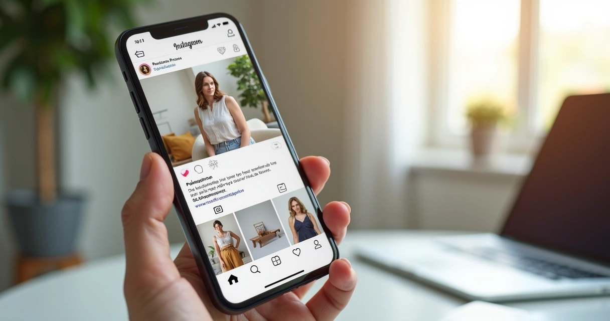 Perfil comercial do Instagram exibindo catálogo de produtos