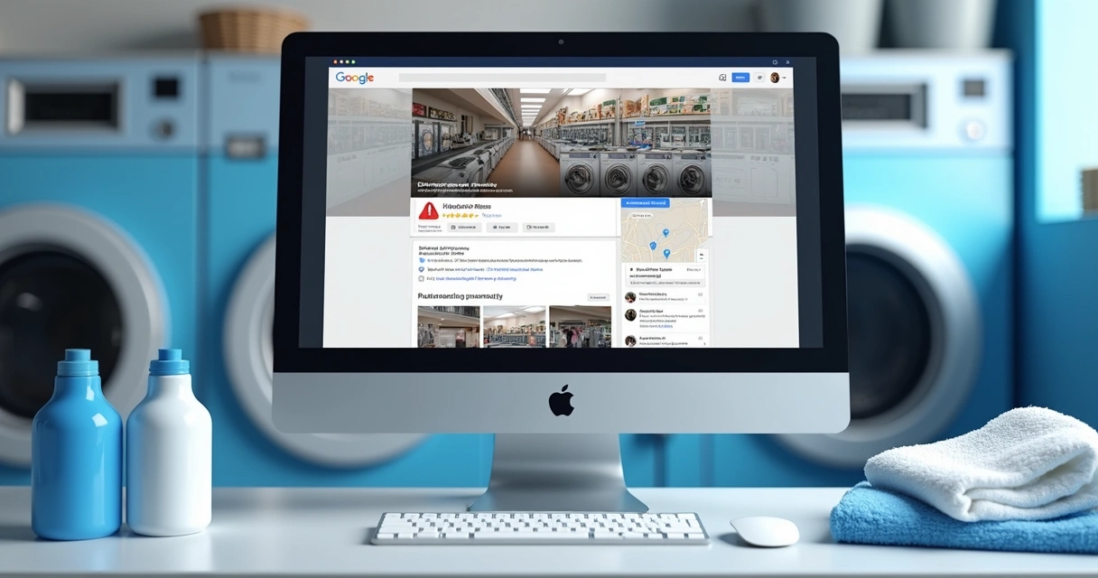 Perfil de lavanderia no Google Meu Negócio com avaliações e fotos 