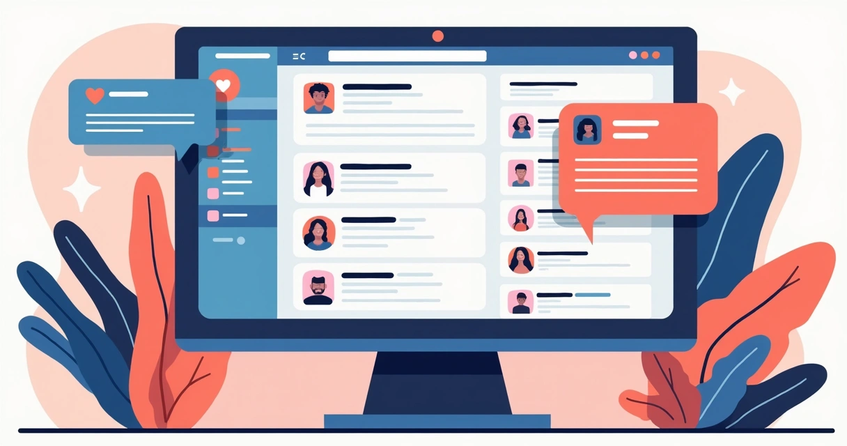Perfil digital interagindo em redes sociais 