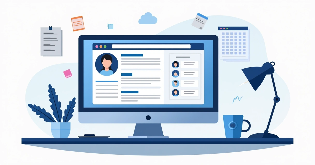 Perfil completo do LinkedIn exibido em tela de computador 