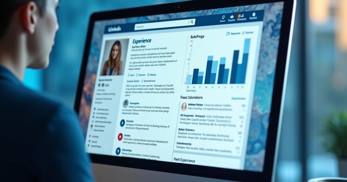 Perfil de LinkedIn destacando resultados com gráficos 