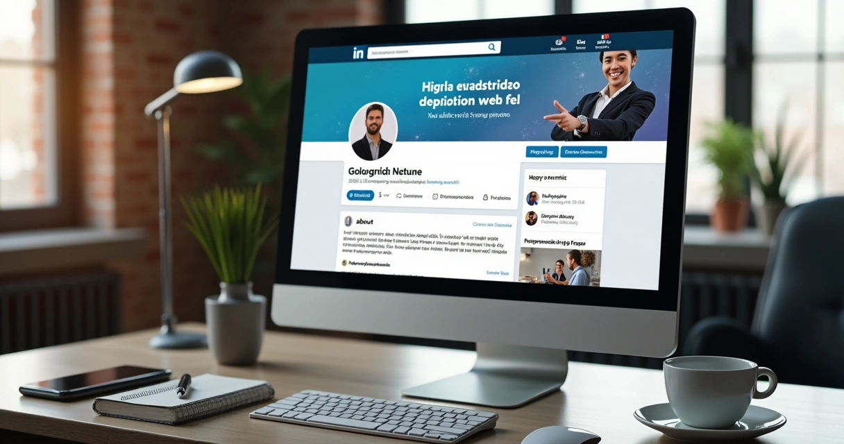 Perfil de LinkedIn otimizado com banner personalizado e foto de perfil profissional