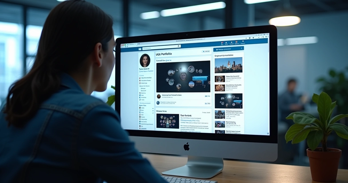 Perfil de LinkedIn com destaque para portfólio UGC 