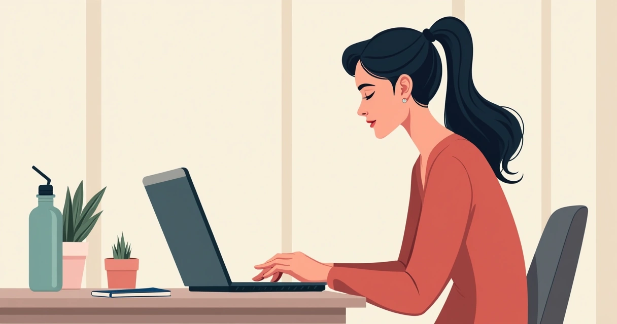 Retrato ilustrativo de mulher jovem, perfil corporativo, fundo neutro 