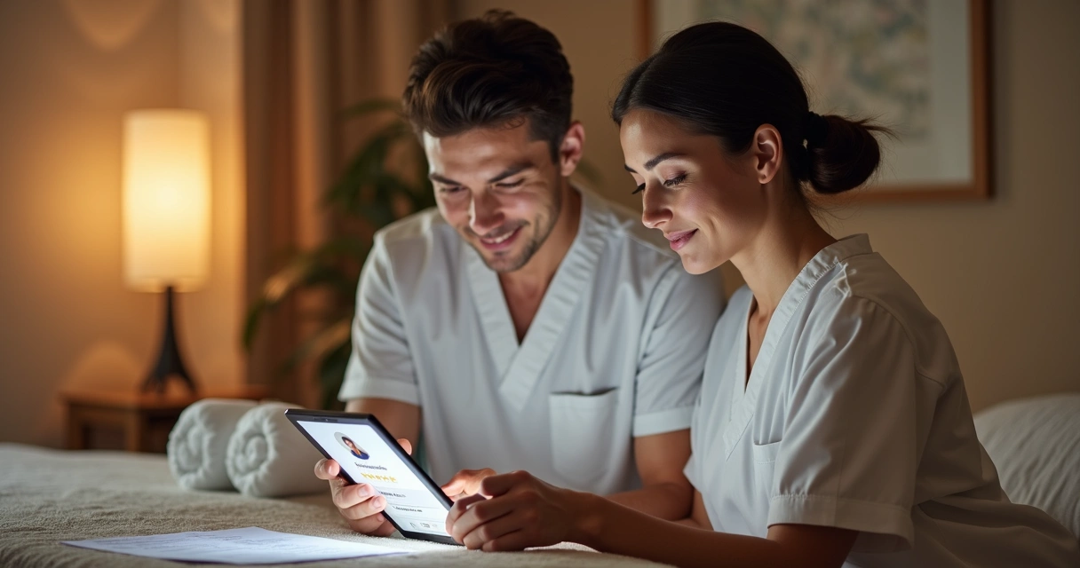 Perfil verificado de massagista em plataforma digital 