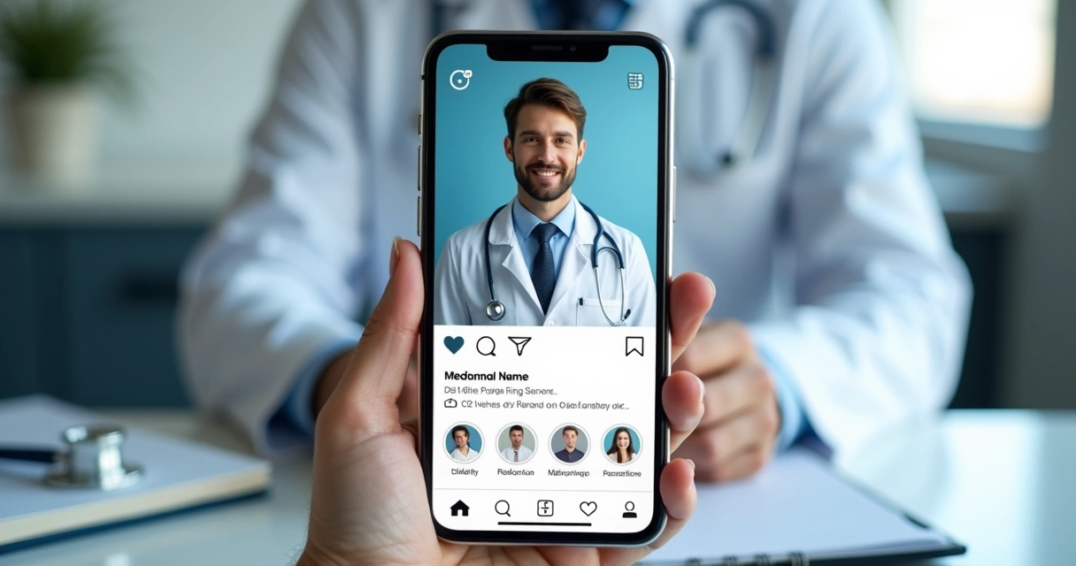 Perfil profissional médico em rede social com dados de identificação
