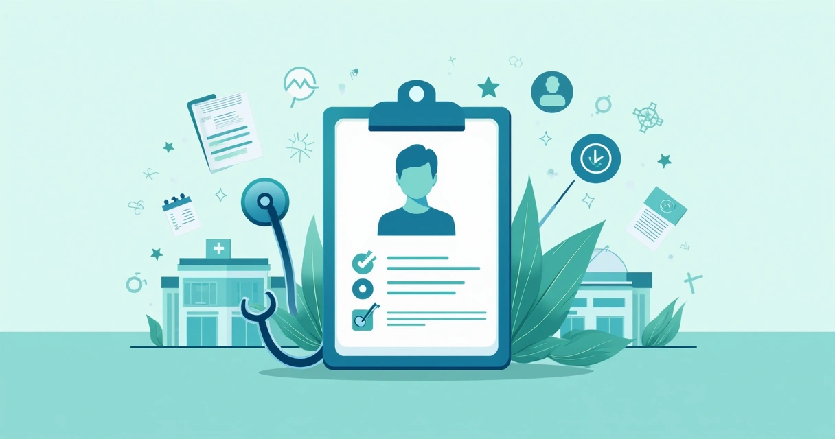 Ilustração do perfil do paciente ideal com gráficos de dados de saúde 