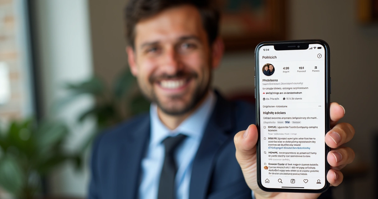 Perfil político otimizado no Instagram exibindo foto de perfil, biografia e links 