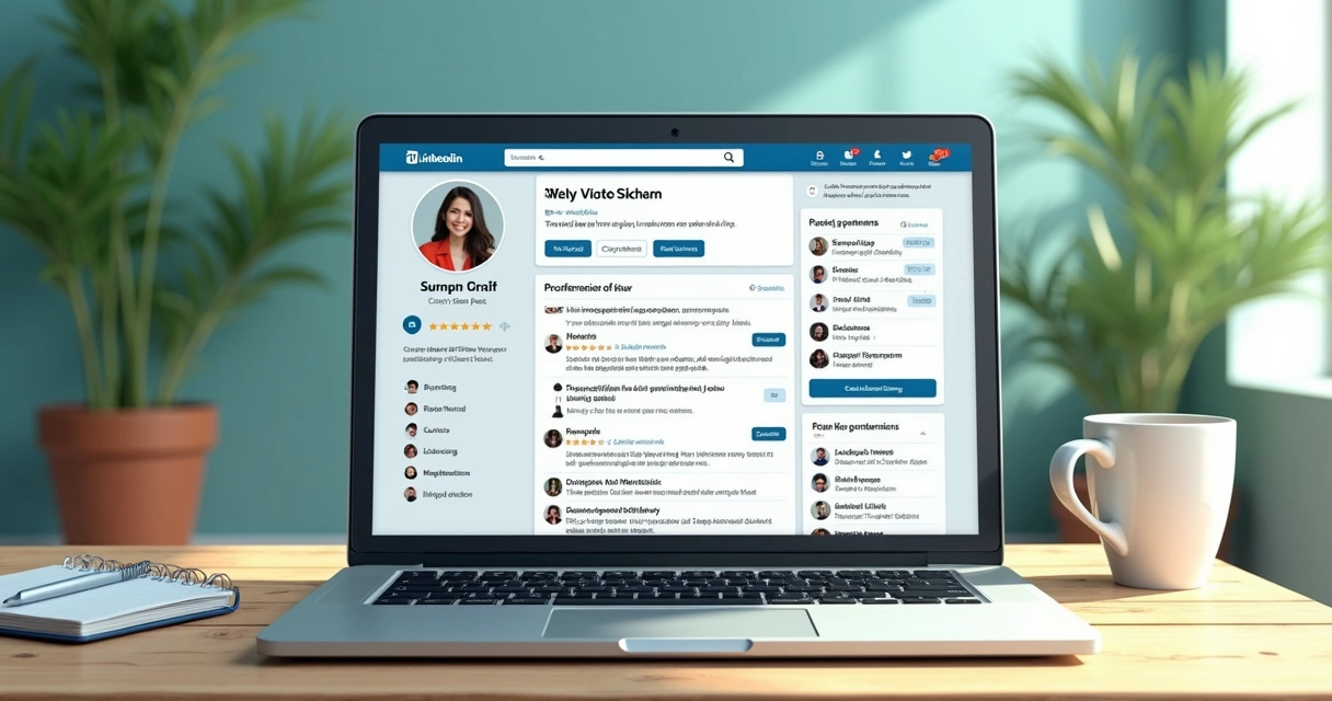 Perfil de LinkedIn com foto profissional e informações detalhadas 