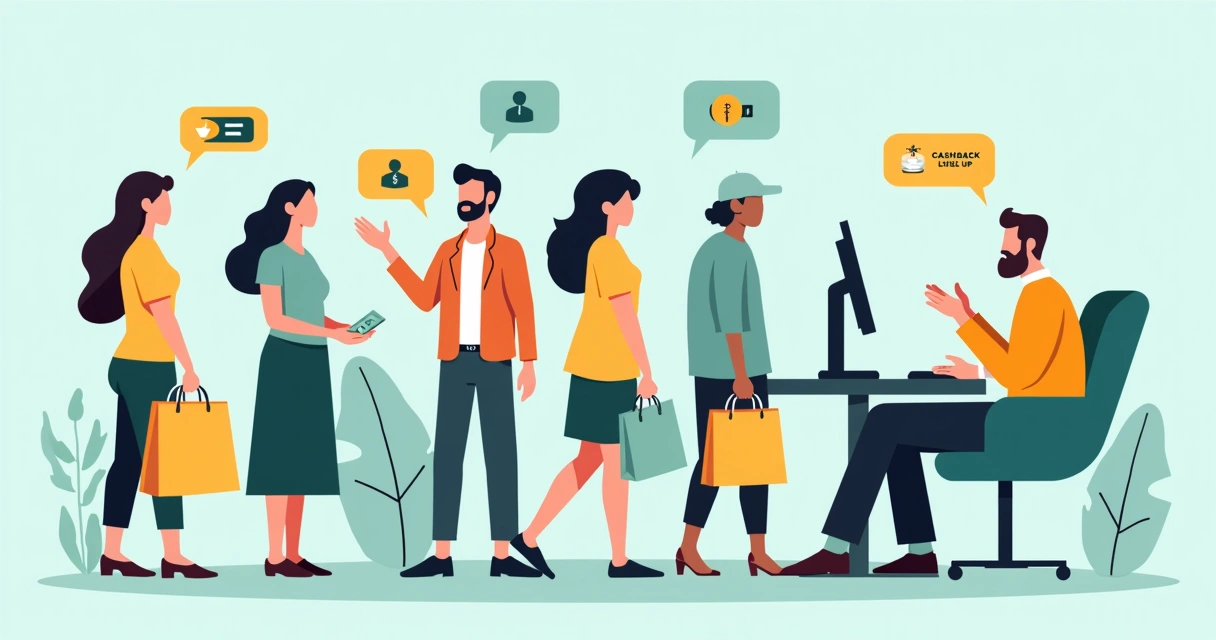 Ilustração de diferentes tipos de clientes em e-commerce 