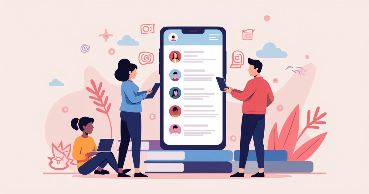 Ilustração de perfis falsos comentando no Instagram