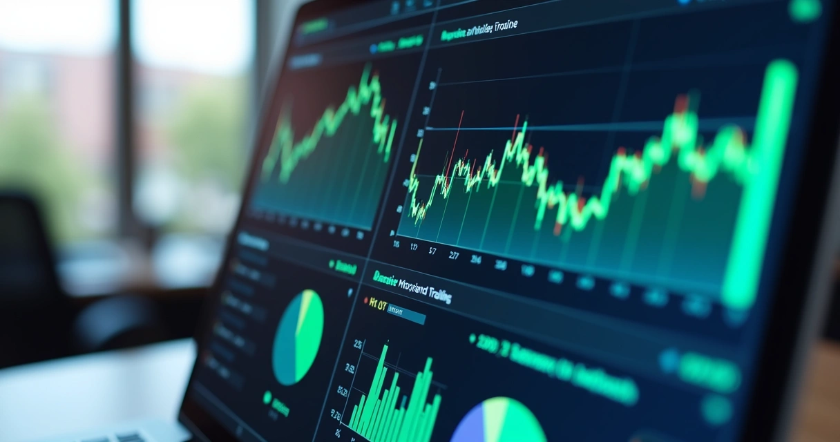 Digital dashboard with trading performance charts 