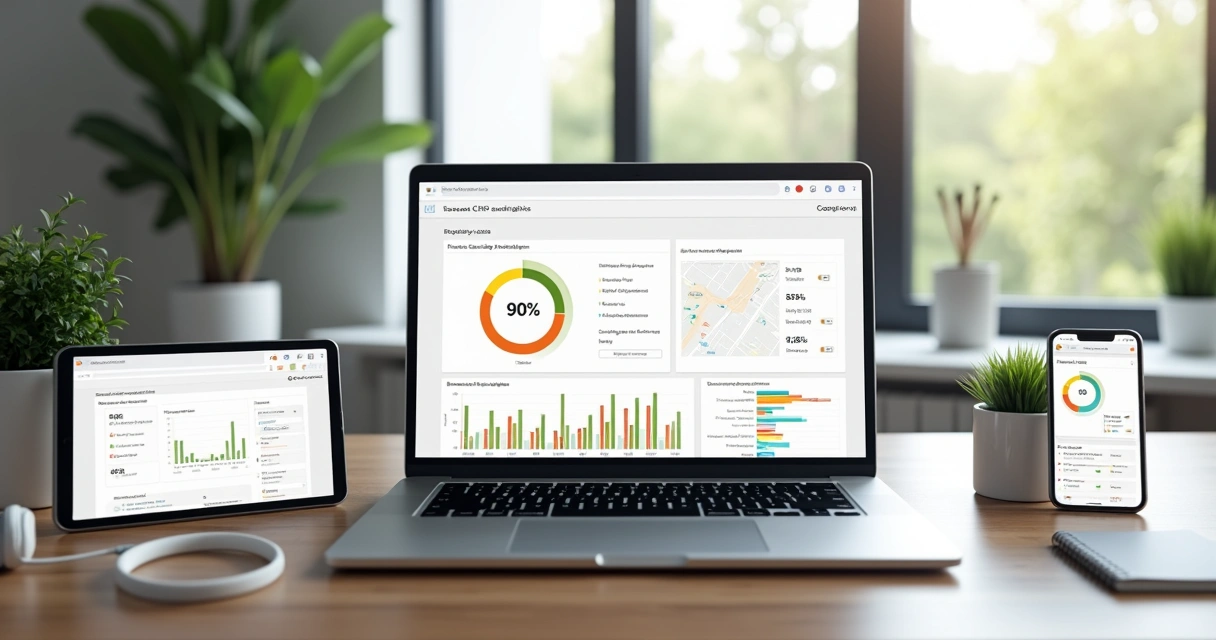 Tela de notebook exibindo relatório do Google PageSpeed para site WordPress 