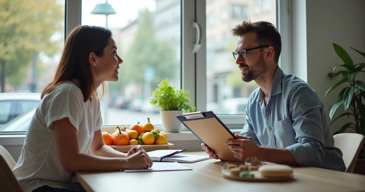 Profissional de saúde fazendo perguntas ambientais para paciente 