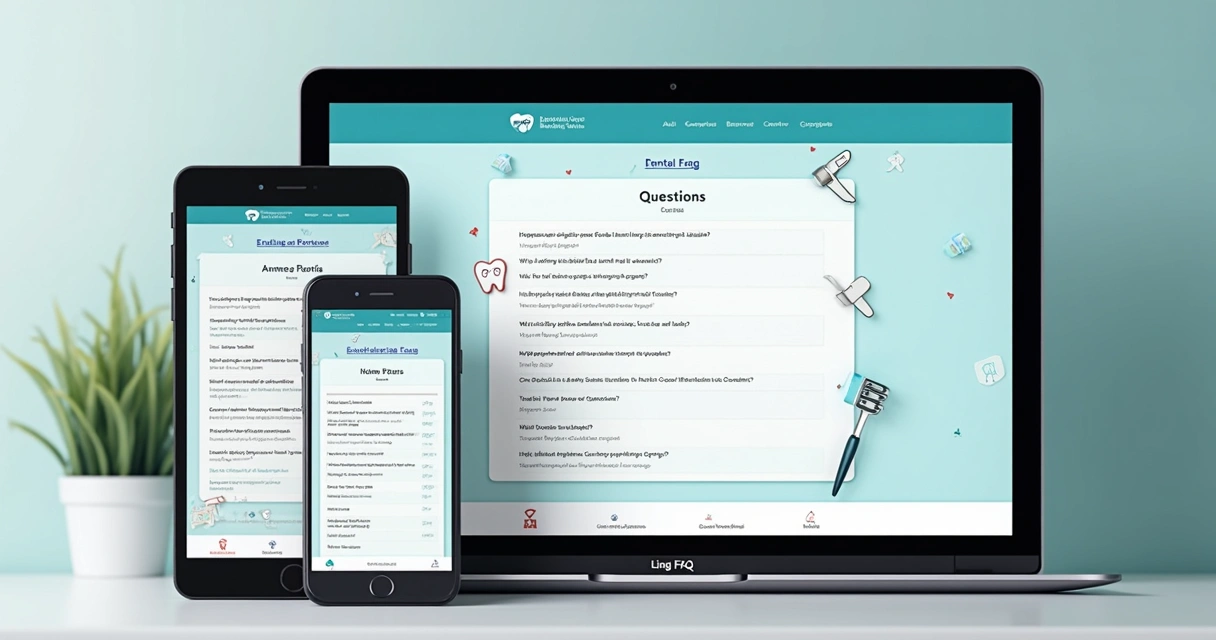 Lista de perguntas frequentes em site de clínica organizada em seção de FAQ. 
