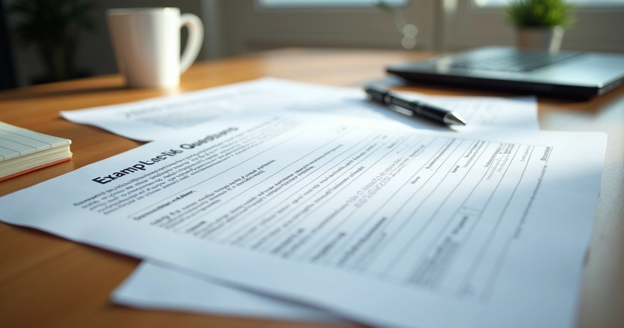 Perguntas do questionário de riscos psicossociais em folha sobre mesa 